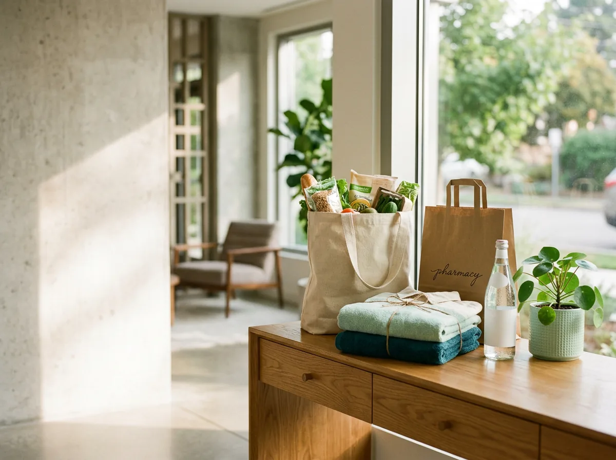 Local groceries, pharmacy, laundry and home supplies ready for delivery